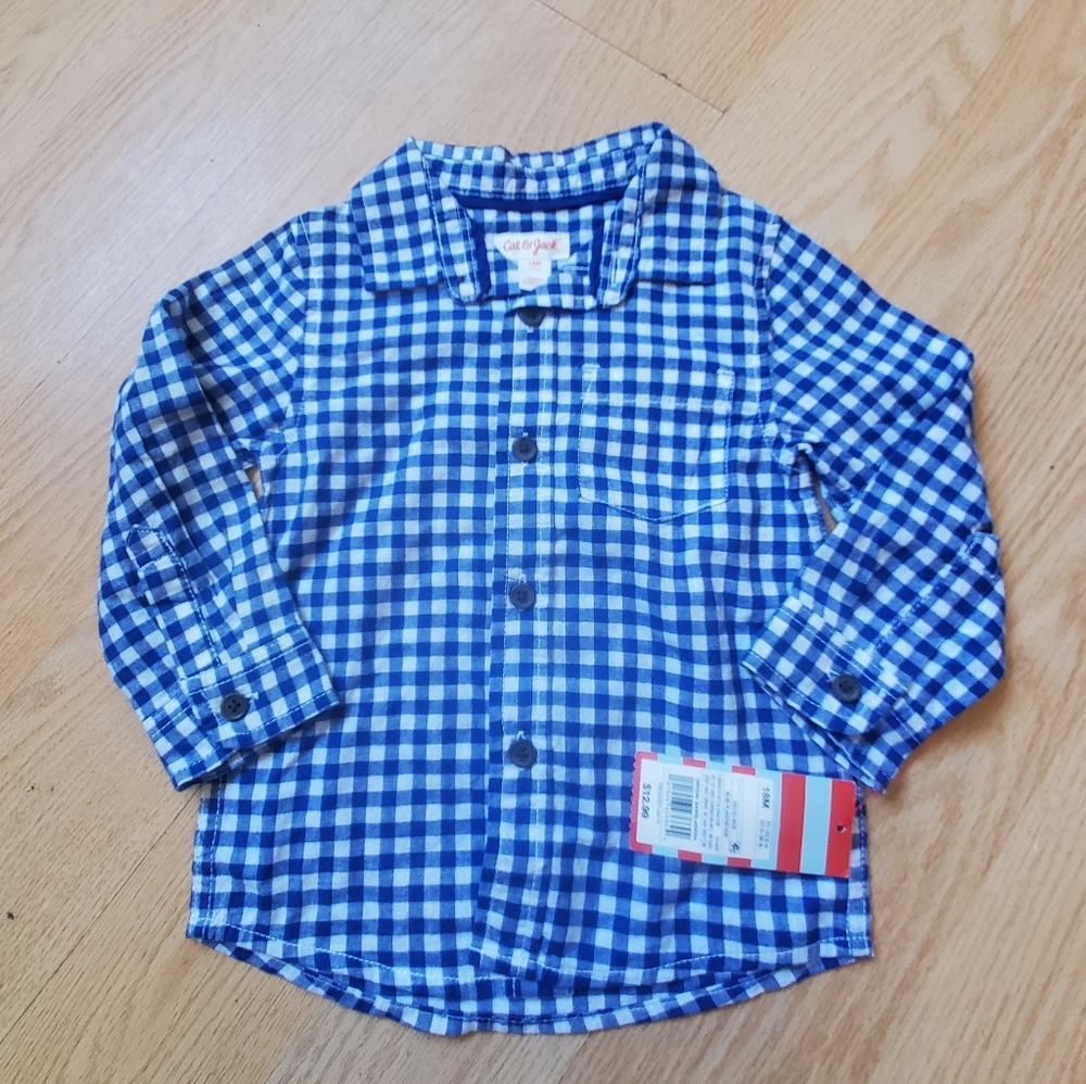 Cat & Jack 18M Boy's Long Sleeve Button Down Shirt. New with Tags.